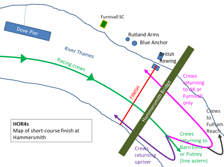 HOR4s finishing at Hammersmith Bridge map